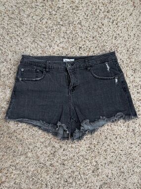 Wild Pearl Black Distressed High-Rise Denim Shorts